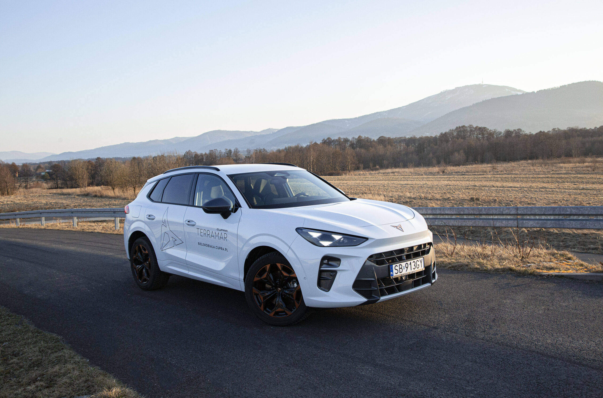 biała cupra terramar na drodze