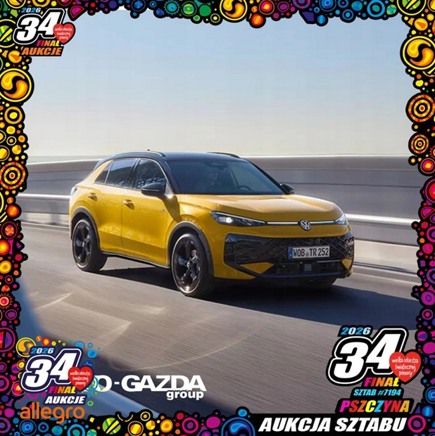 żółty volkswagen t roc na licytacji allegro